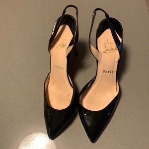 Christian Louboutin black sling back heels